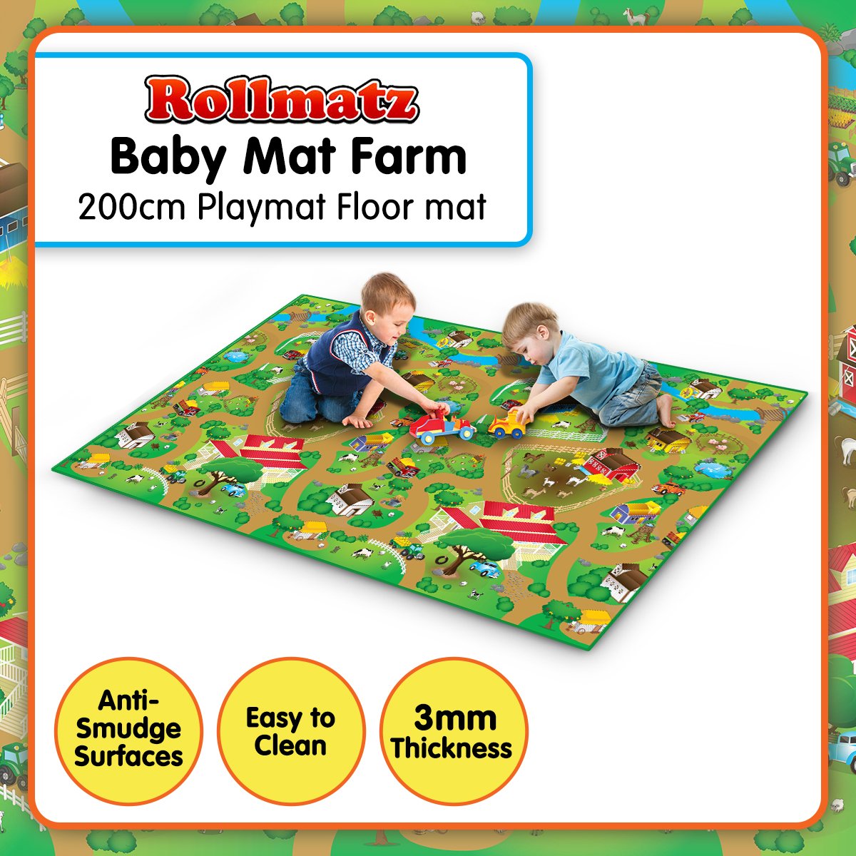 Rollmatz Farm Design Baby Kids Floor Play Mat 200cm x 120cm