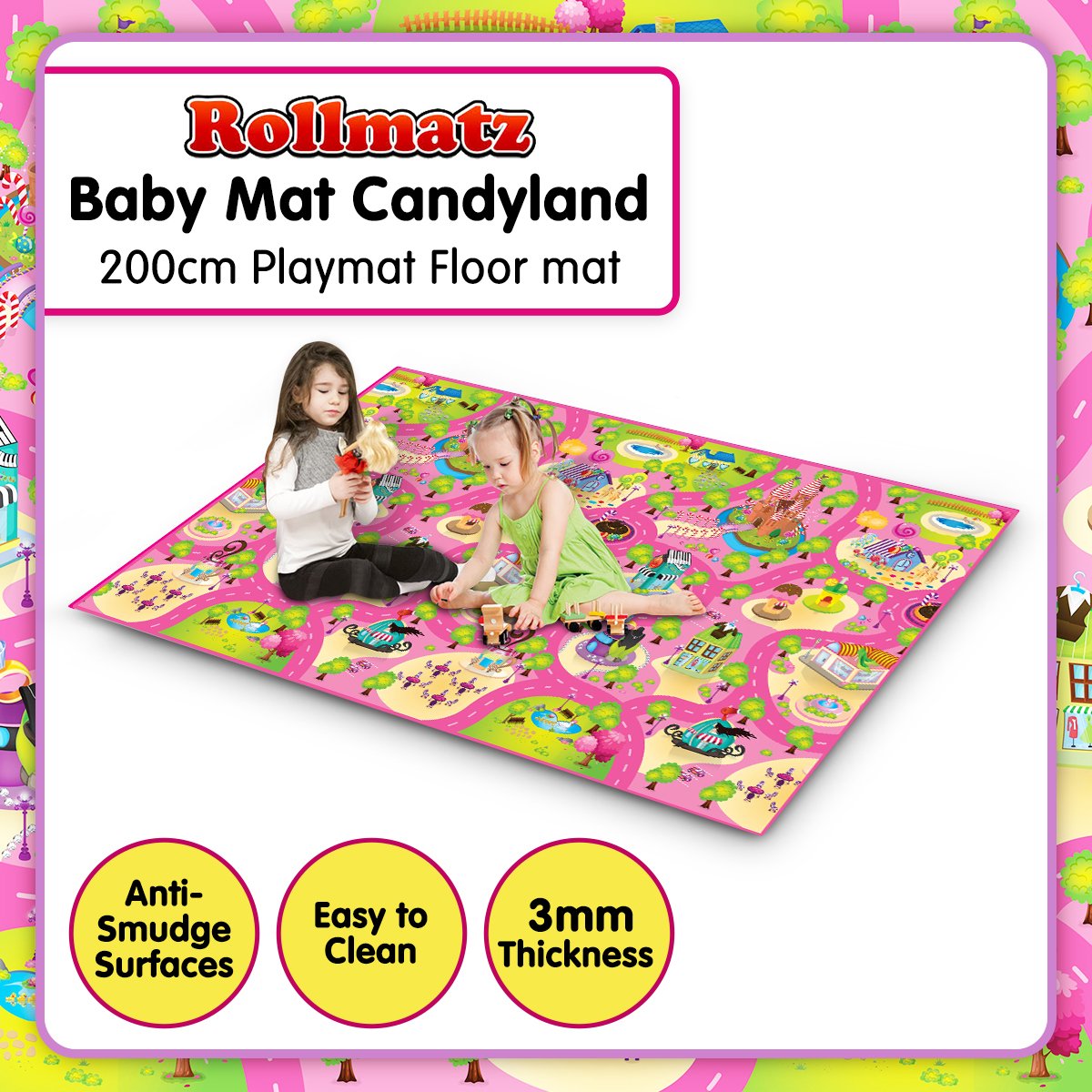 Rollmatz Candyland Baby Kids Play Floor Mat 200cm x 120cm