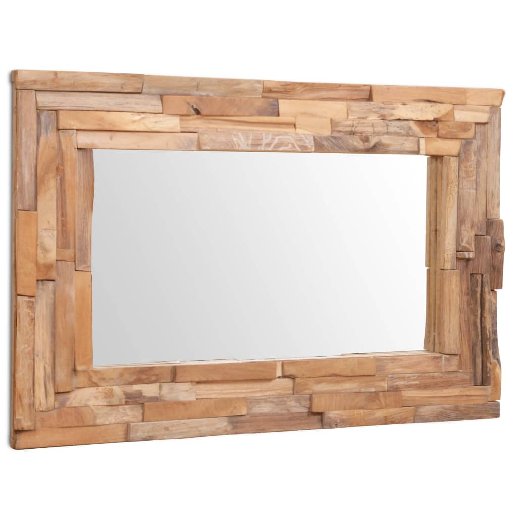 Decorative Mirror Teak 90x60 cm Rectangular