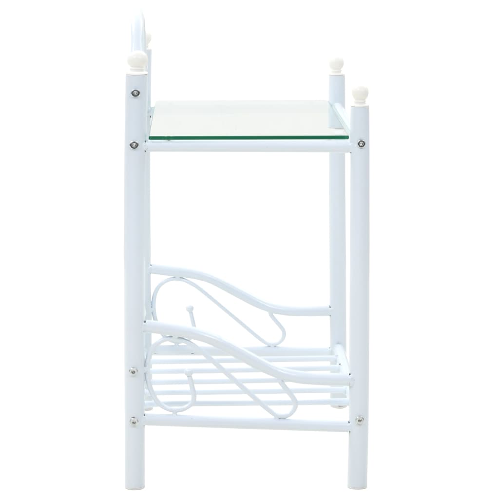 Bedside Tables 2pcs Steel and Tempered Glass 45x30.5x60cm White