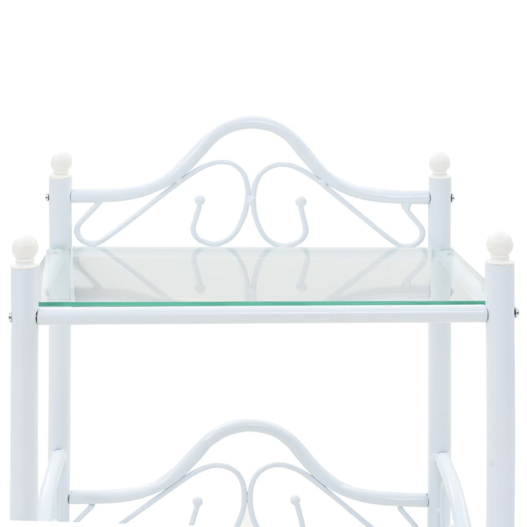 Bedside Tables 2pcs Steel and Tempered Glass 45x30.5x60cm White