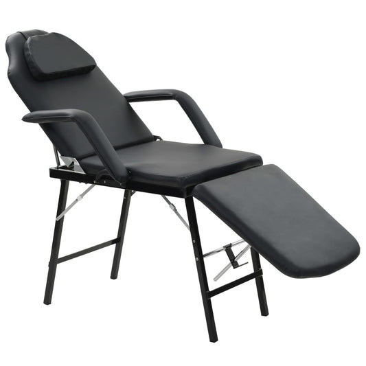 110160  Portable Facial Treatment Chair Faux Leather 185x78x76 cm Black