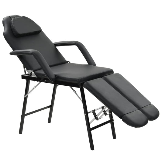 110161  Portable Facial Treatment Chair Faux Leather 185x78x76 cm Black