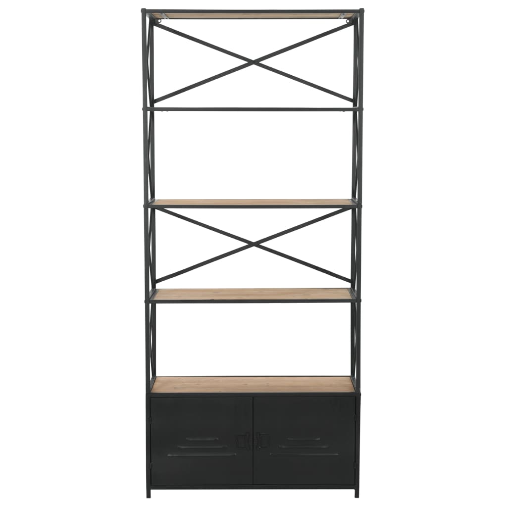 Bookcase Solid Firwood and Steel 80x32,5x180 cm