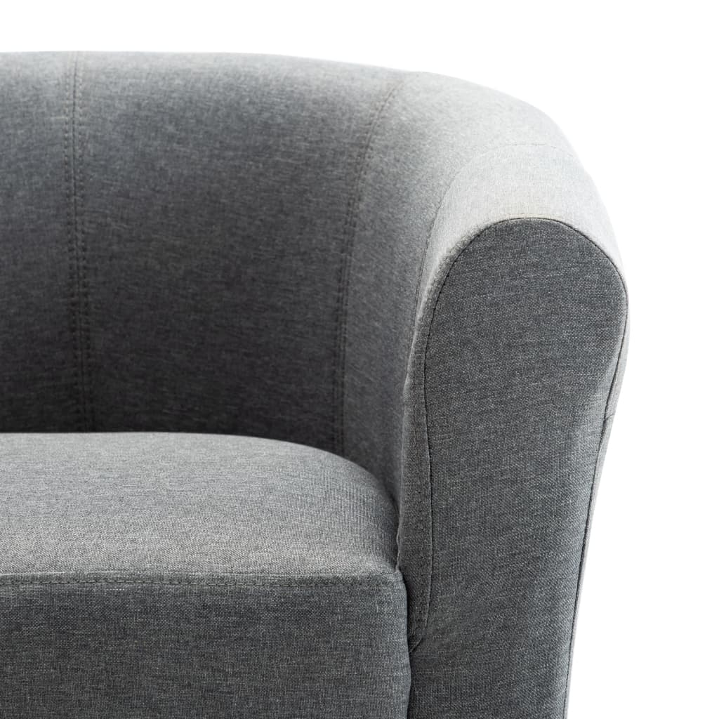 2 Piece Armchair and Stool Set Light Grey Fabric