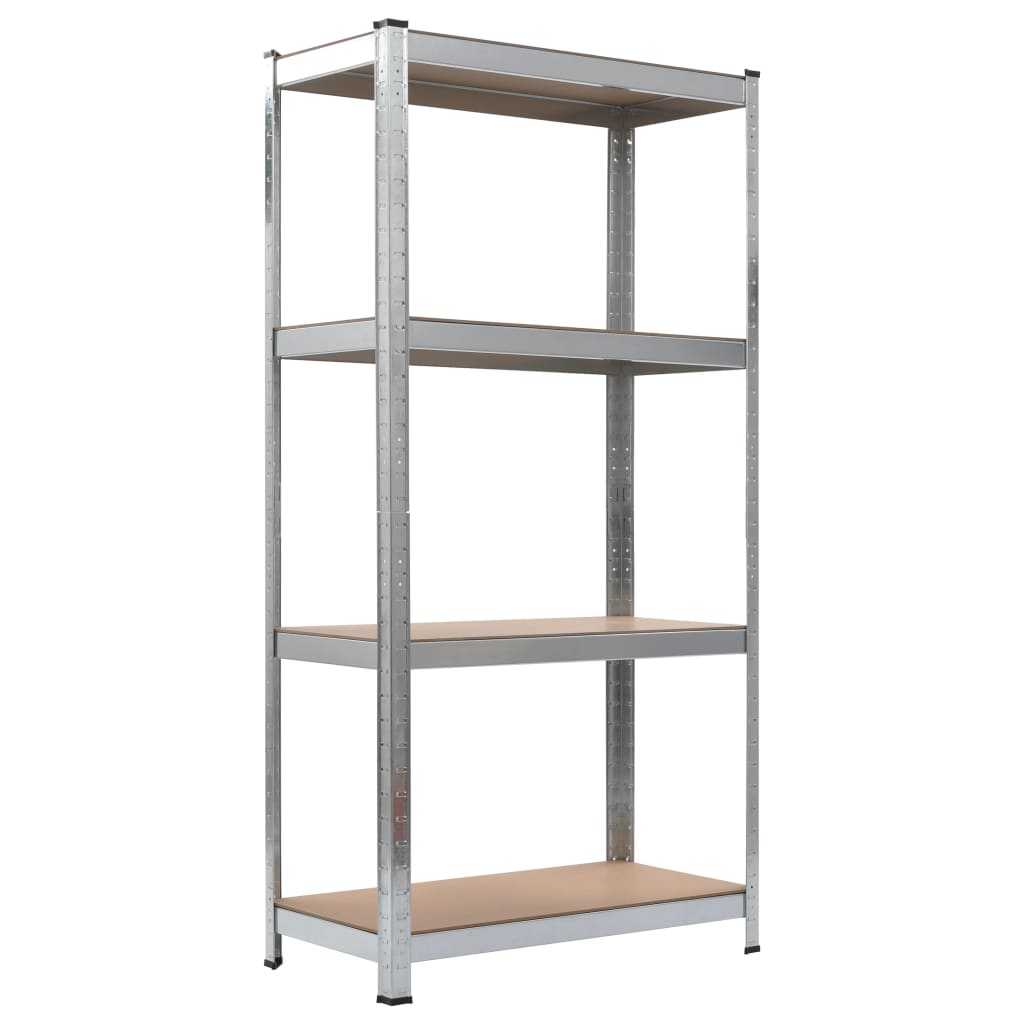 Storage Shelves 2 pcs Silver 80x40x160 cm Steel and MDF