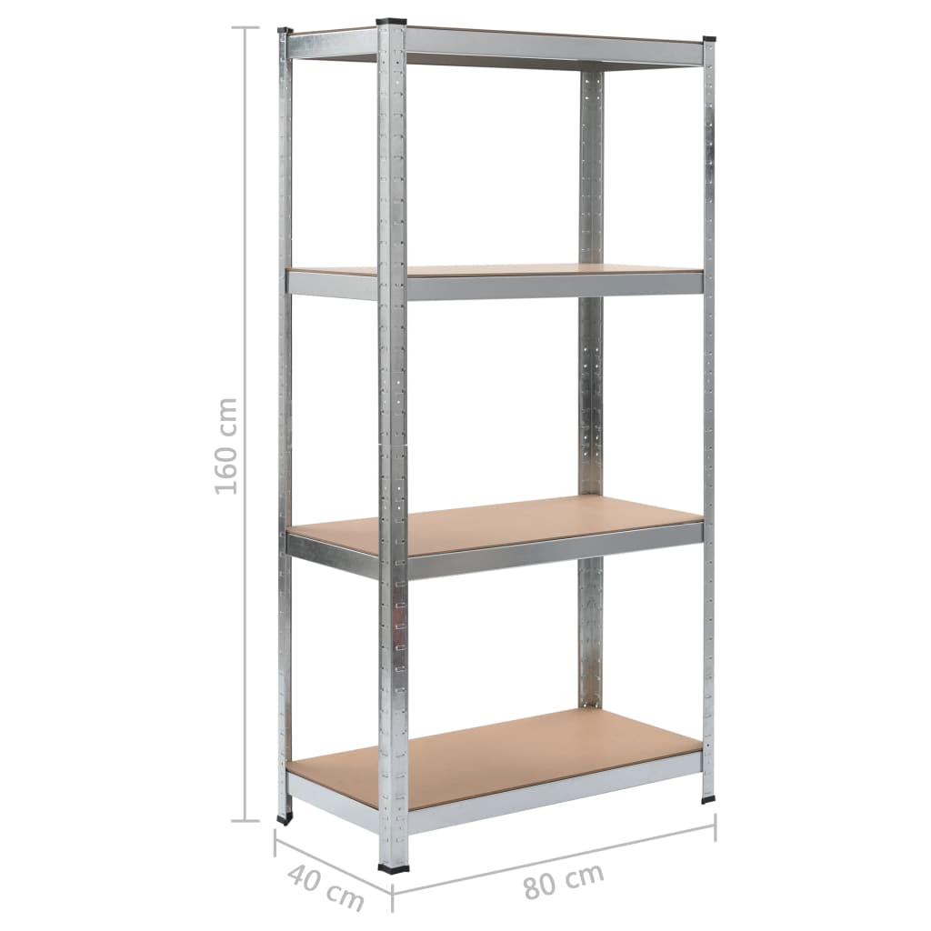 Storage Shelves 2 pcs Silver 80x40x160 cm Steel and MDF