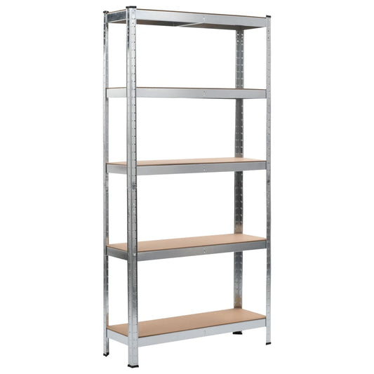 Storage Shelves 2 pcs Silver 90x30x180 cm Steel and MDF