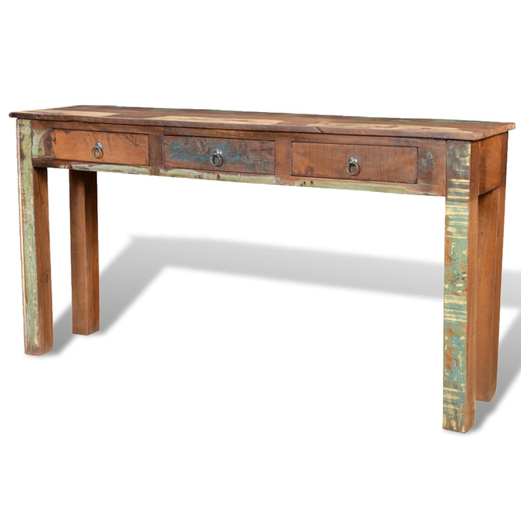 Console Table with 3 Drawers Reclaimed Wood
