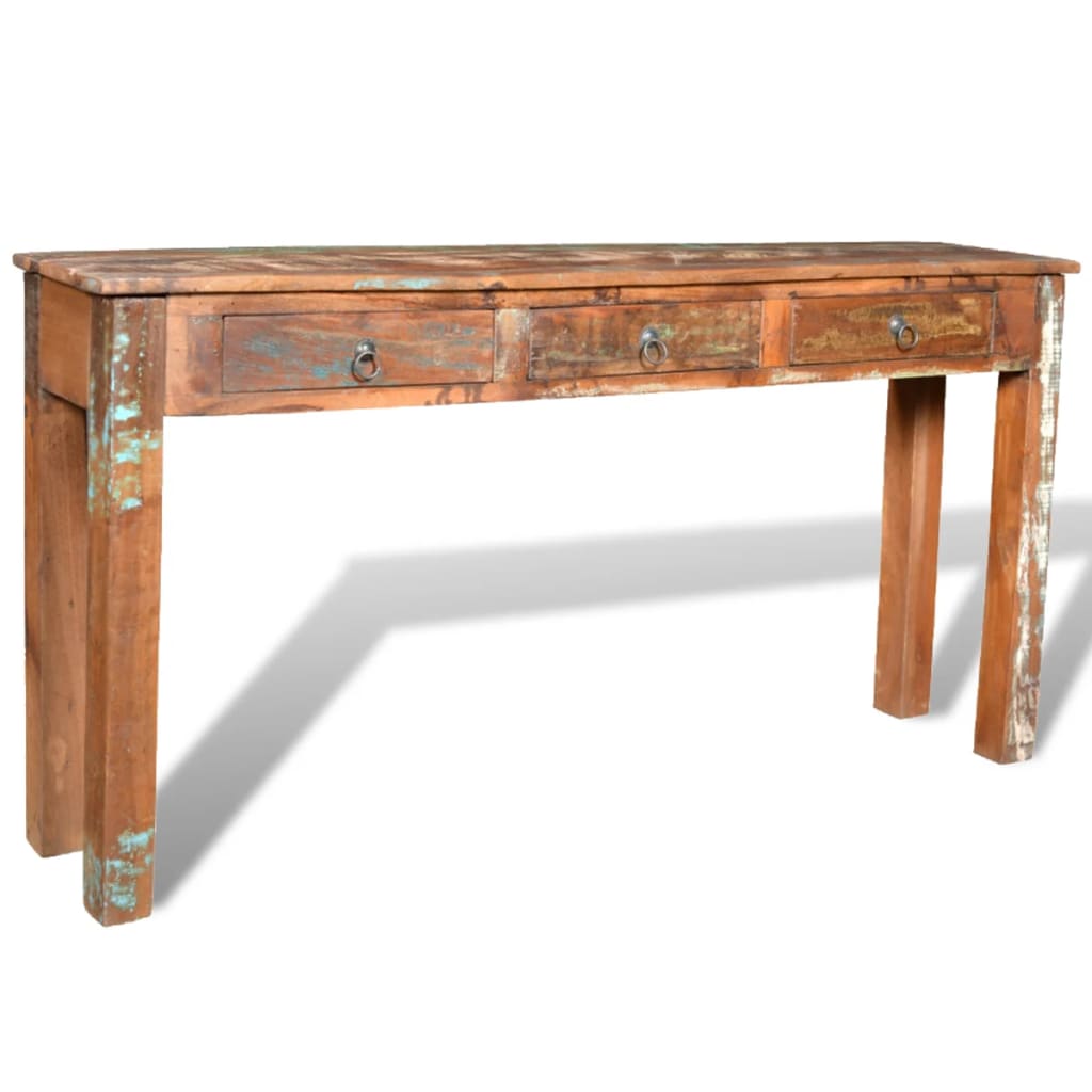 Console Table with 3 Drawers Reclaimed Wood