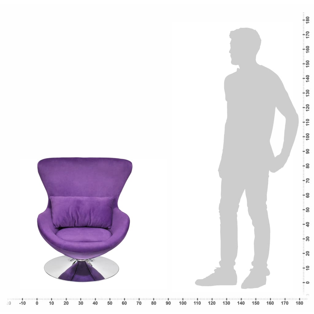 Swivel Egg Chair with Cushion Small Purple Velvet