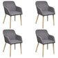 Oak Indoor Fabric Dining Chair Set 4 pcs with Armrest Dark Grey
