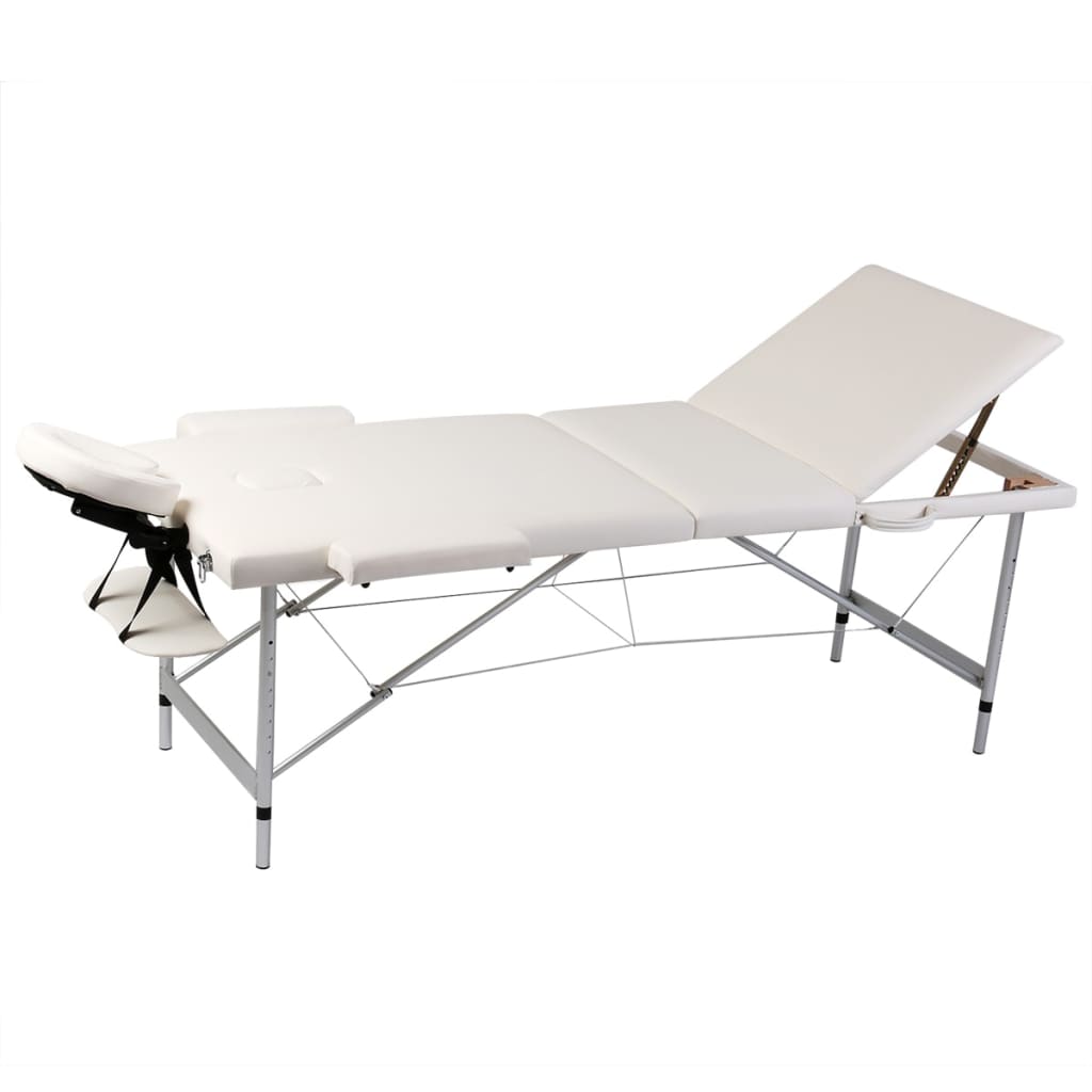White Foldable Massage Table 3 Zones with Aluminium Frame