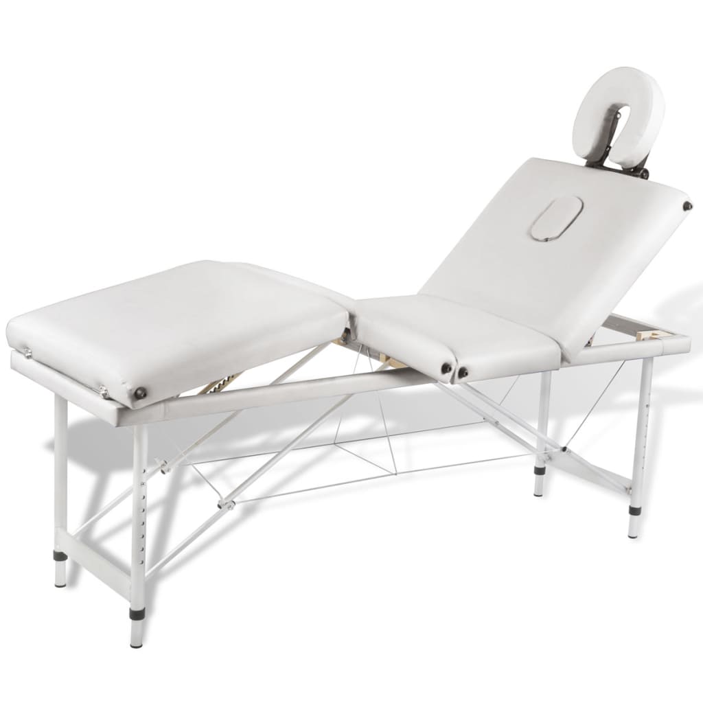 White Foldable Massage Table 4 Zones with Aluminium Frame