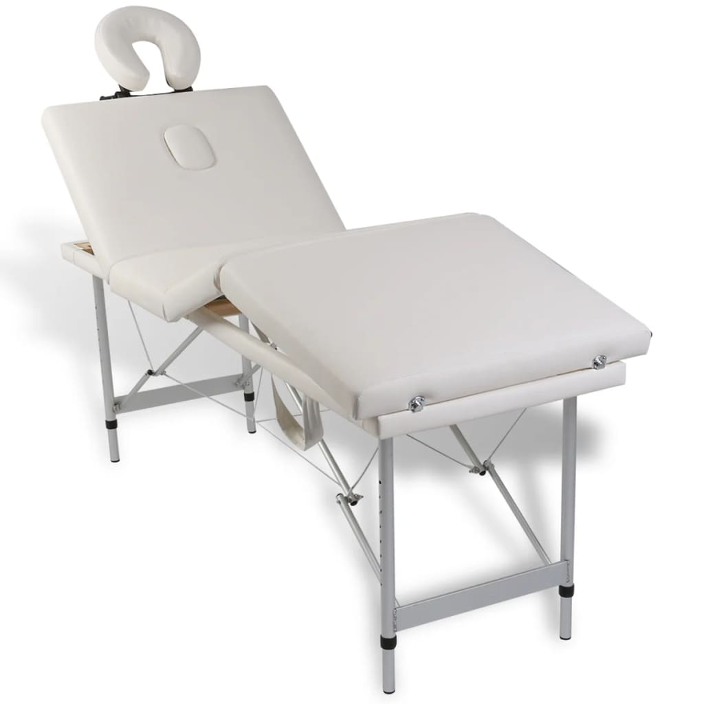 White Foldable Massage Table 4 Zones with Aluminium Frame
