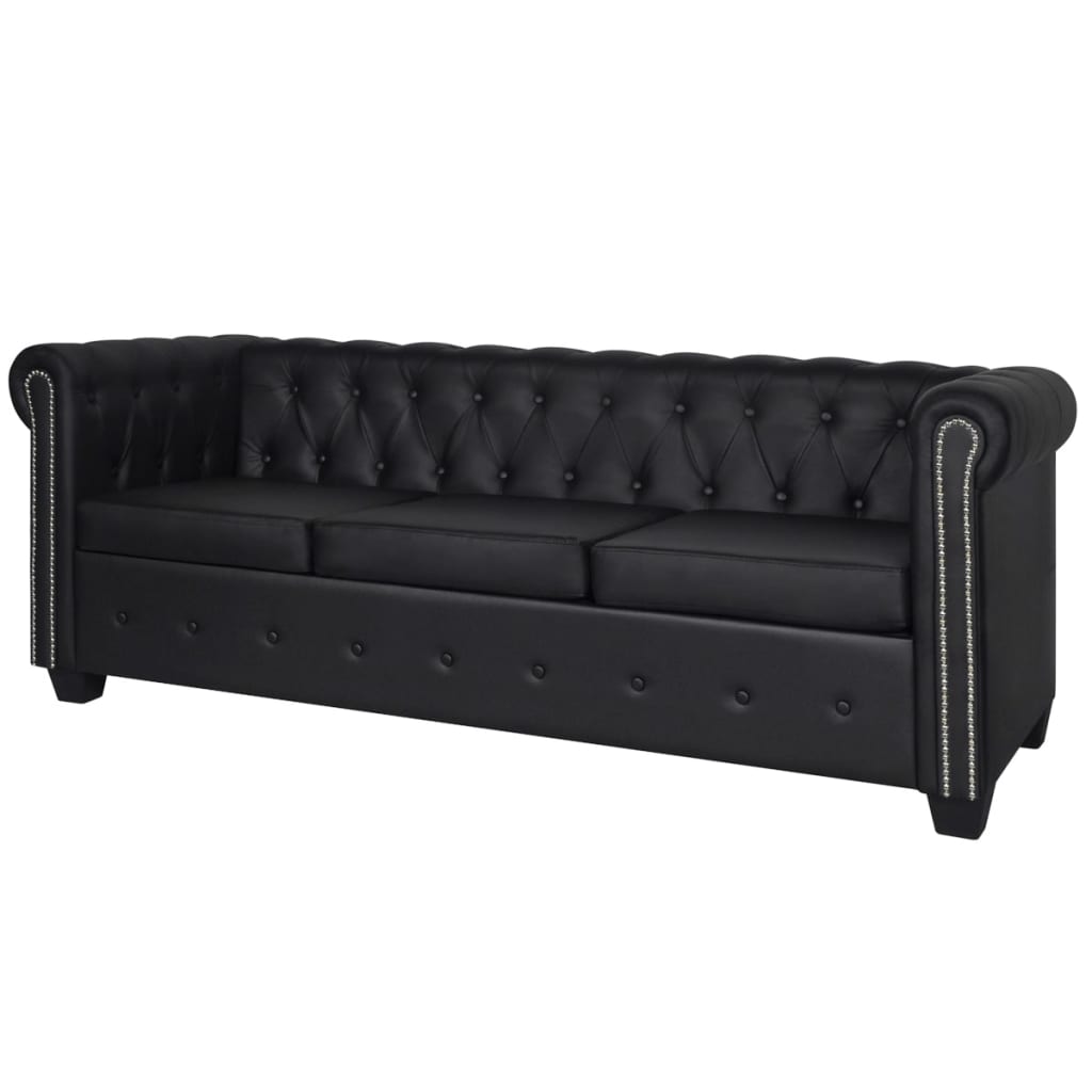 Chesterfield 2Seater and 3Seater Artificial Leather Black
