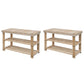 2in1 Shoe Rack with Bench Top 2 pcs Solid Wood