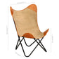 Butterfly Chair Brown Real Leather and Canvas