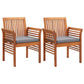 Garden Dining Chairs with Cushions 2 pcs Solid Acacia Wood