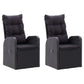 Reclining Garden Chairs 2 pcs with Cushions Poly Rattan Black