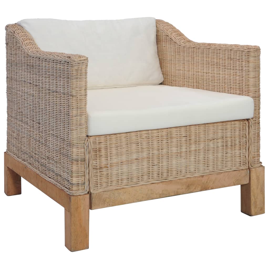 3 Piece Sofa Set with Cushions Natural Rattan (283075+283076+283077)