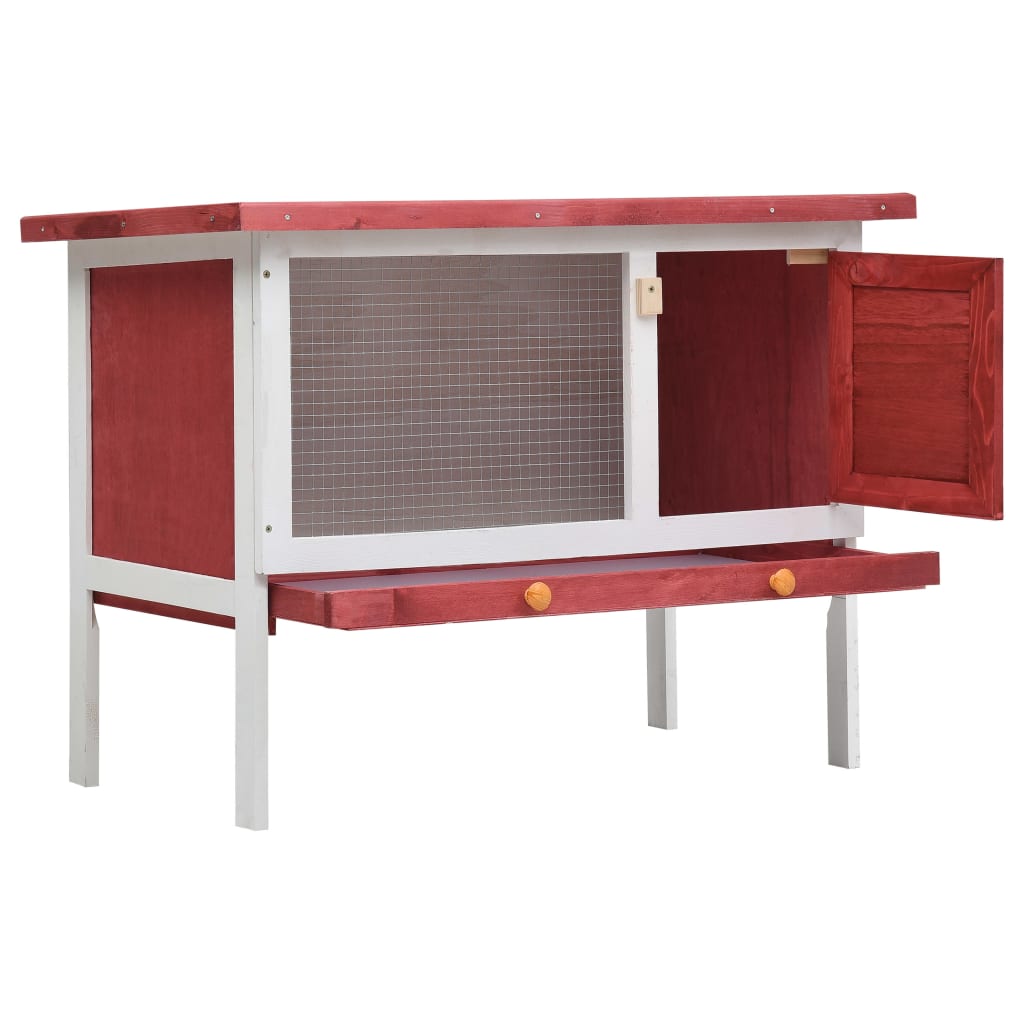 Outdoor Rabbit Hutch 1 Layer Red Wood