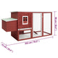 Outdoor Chicken Cage Hen House with 1 Egg Cage Red Wood