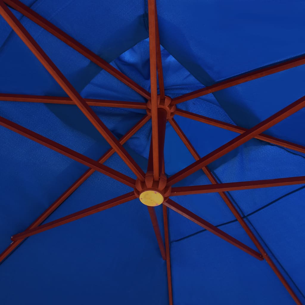 Hanging Parasol with Wooden Pole 400x300 cm Blue