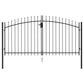 Fence Gate Double Door with Spike Top Steel 3x1.5 m Black