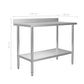 Kitchen Work Table with Backsplash 120x60x93 cm Stainless Steel