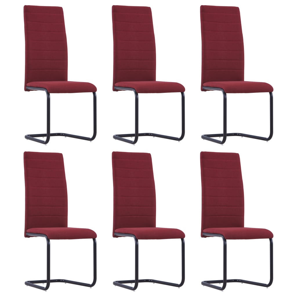 Cantilever Dining Chairs 6 pcs Wine Fabric (281819+281820)