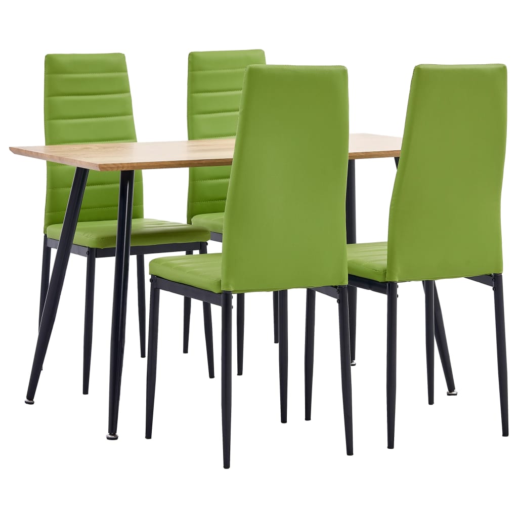5 Piece Dining Set Faux Leather Lime Green (248298+282590)
