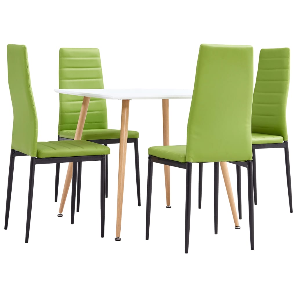 5 Piece Dining Set Faux Leather Lime Green(248305+282590)