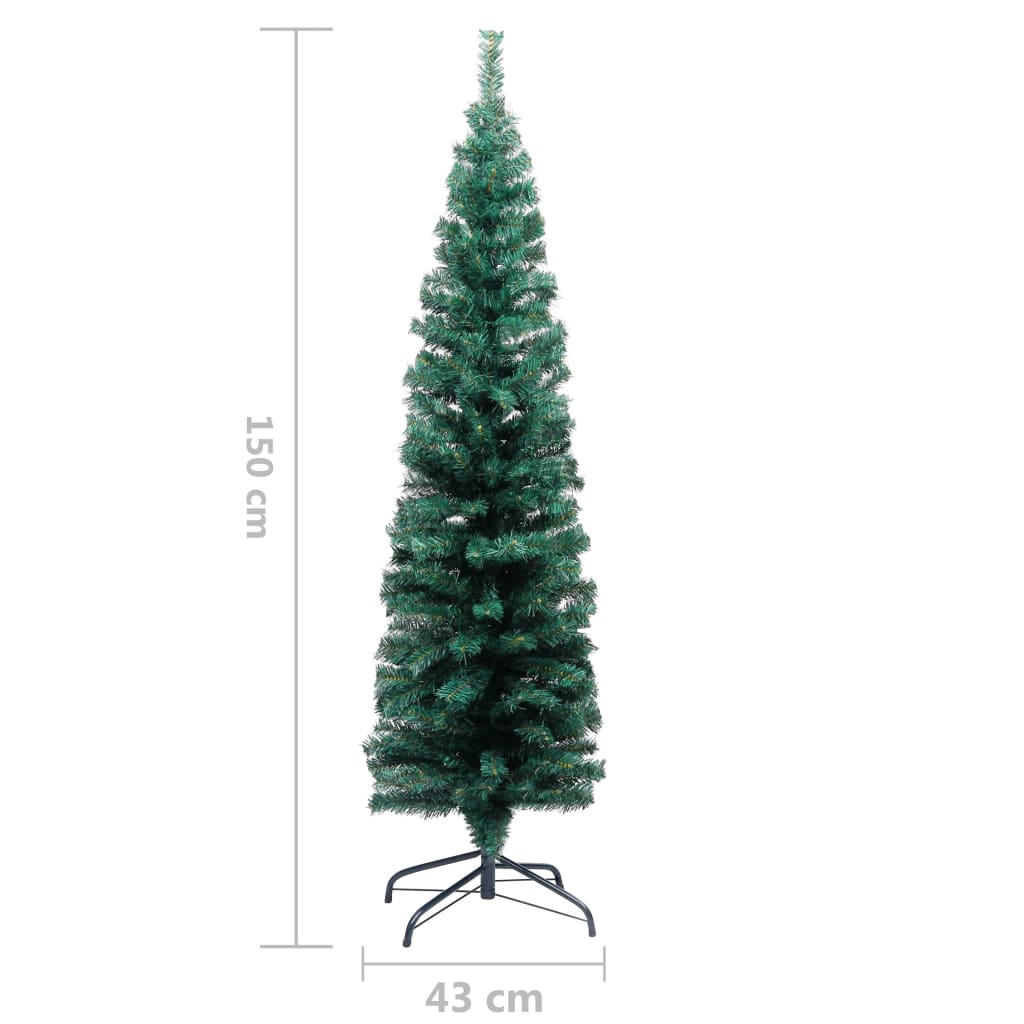 Slim Artificial Christmas Tree with Stand Green 150 cm PVC