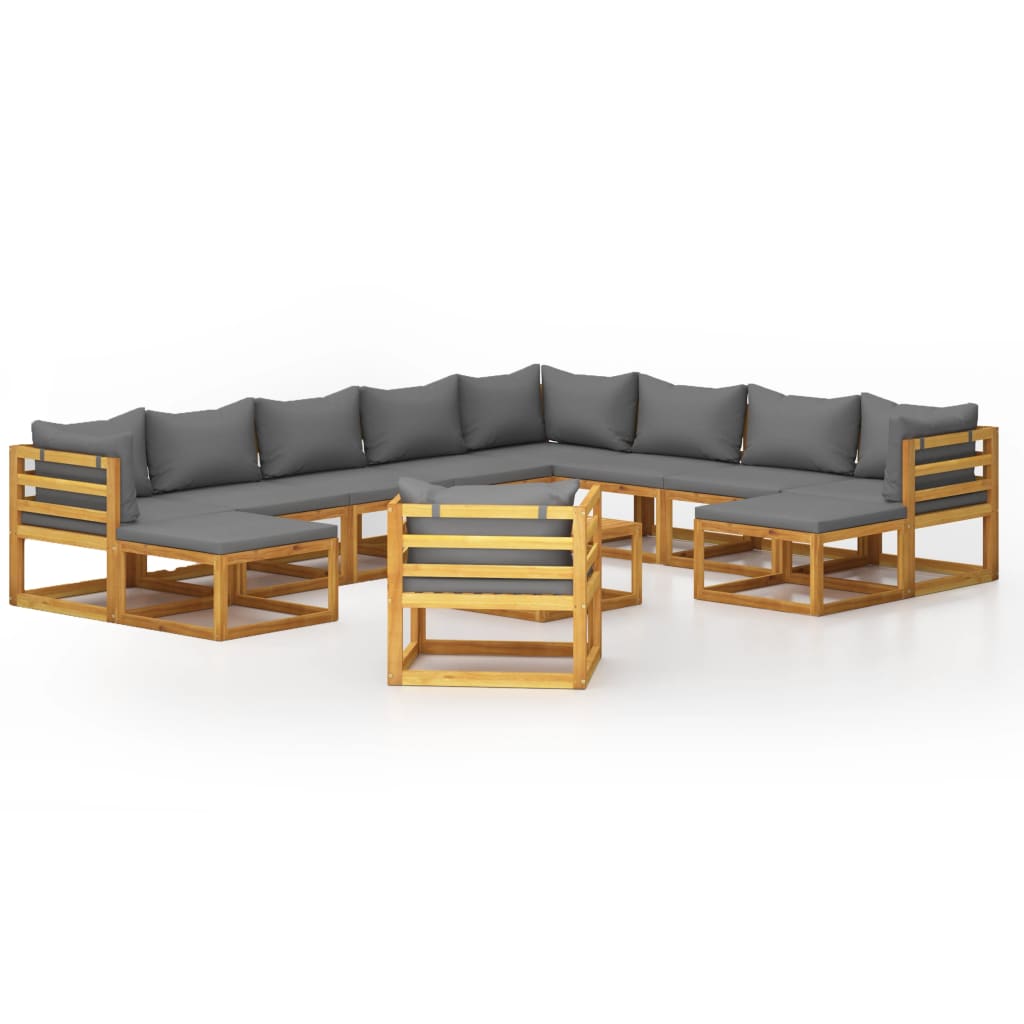 12 Piece Garden Lounge Set with Cushion Solid Acacia Wood (311854+3x311856+311862+311864+311867)