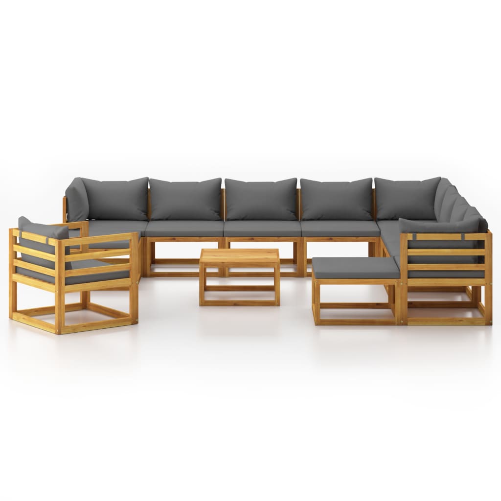 12 Piece Garden Lounge Set with Cushion Solid Acacia Wood (311854+3x311856+311862+311864+311867)