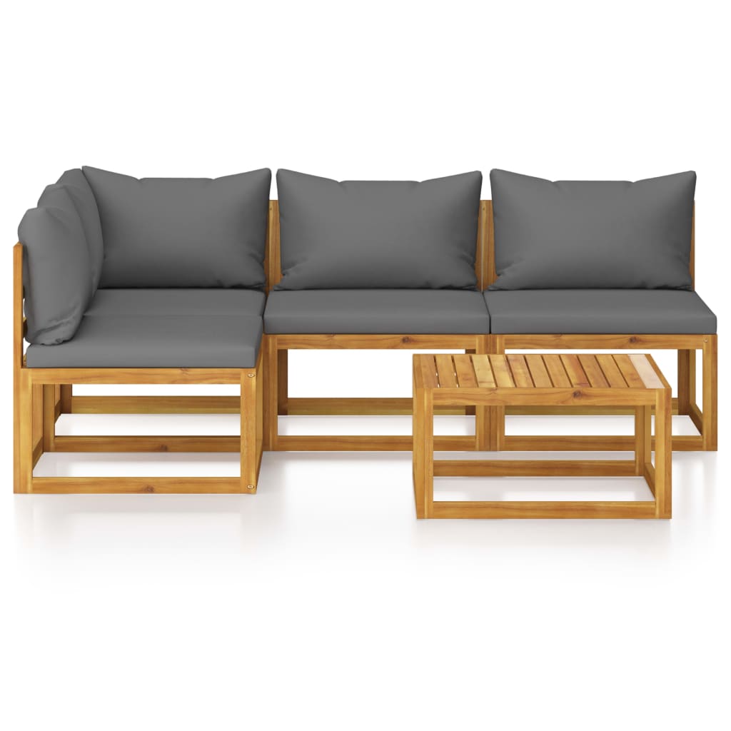 5 Piece Garden Lounge Set with Cushion Solid Acacia Wood (311856+311858+311862)