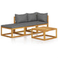 4 Piece Garden Lounge Set with Cushion Solid Acacia Wood (311854+311860)