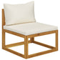 5 Piece Garden Lounge Set with Cushion Cream Solid Acacia Wood  (311855+311857)