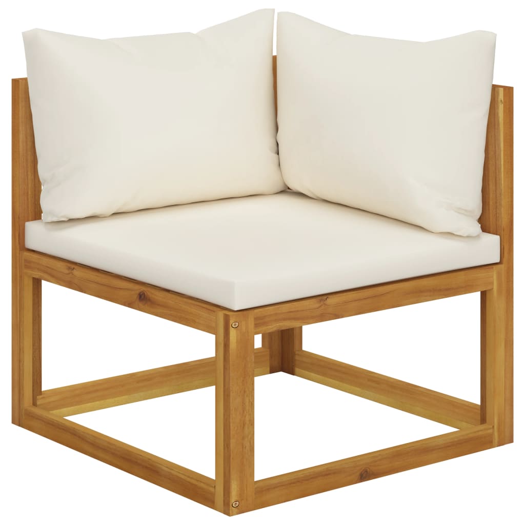 6 Piece Garden Lounge Set with Cushion Cream Solid Acacia Wood  (311853+311855+311868)