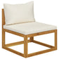 7 Piece Garden Lounge Set with Cushion Cream Solid Acacia Wood  (311853+311855+311863+311868)