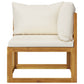 3-Seater Garden Sofa with Cushion Cream Solid Acacia Wood  (311853+311863)