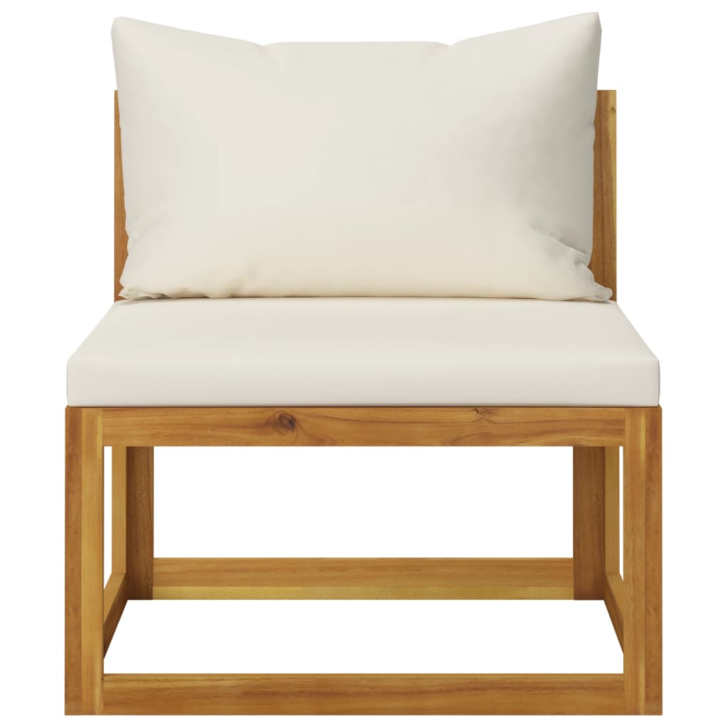 4-Seater Garden Sofa with Cushion Cream Solid Acacia Wood  (2x311857)