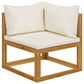 5 Piece Garden Lounge Set with Cushion Cream Solid Acacia Wood  (311853+311866+2x311868)