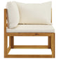 5 Piece Garden Lounge Set with Cushion Cream Solid Acacia Wood  (311853+311866+2x311868)
