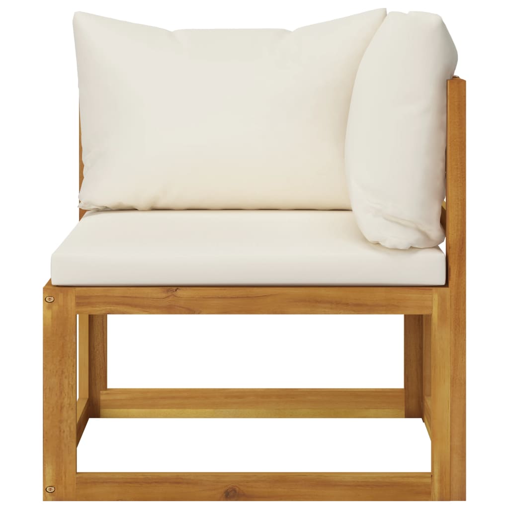 9 Piece Garden Lounge Set with Cushion Cream Solid Acacia Wood  (311855+3x311857)