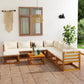 9 Piece Garden Lounge Set with Cushion Cream Solid Acacia Wood  (311855+3x311857)
