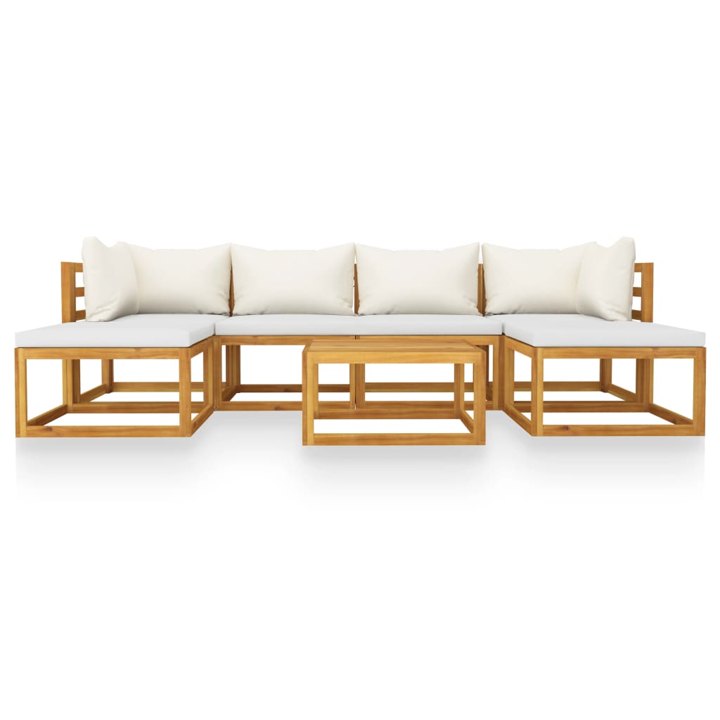 7 Piece Garden Lounge Set with Cushion Cream Solid Acacia Wood  (311855+311857+311861+311865)