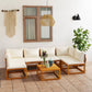 7 Piece Garden Lounge Set with Cushion Cream Solid Acacia Wood  (2x311857+311859+311863)