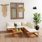 6 Piece Garden Lounge Set with Cushion Cream Solid Acacia Wood  (311855+311857+311863)